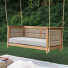 Blaine Teak Wood Porch Swing with Oyster Cushion | Patio Furniture