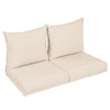 Sorra Home Sunbrella Outdoor Loveseat Pillow and Cushion Set - Flax - 22.5 in W x 22.5 in D x 5 in H