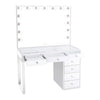 Impressions Vanity SlayStation Kylie 1.0 Vanity Table with Glass Top and 7 Makeup Organizer Drawers Silver Red