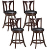 Gymax Set of 4 Swivel Bar Stool 24'' Counter Height Leather Padded Dining Kitchen Chair