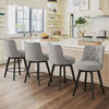 Rowland 26.5 in Seat Height Line Upholstered Fabric Counter Height Solid Wood Leg Swivel Bar Stool(Set of 4)