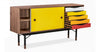 Kardiel 1955 Color Theory Mid-Century Modern Sideboard Credenza, Walnut/Yellow Gradient Drawers