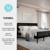 Martha Stewart Jax King Size Solid Wood Platform Bed with Rattan Headboard and Footboard, No Box Spring Required, Black