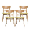 Noble House Jaxson Mid-Century Modern Fabric Dining Chairs, Set of 4, Green Tea