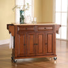 Crosley Furniture Natural Wood Top Kitchen Cart, Classic Cherry