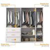 FUFU&GAGA 3-Combination White Wood 79.1 in. W 8-Door Big Armoires with Hanging Rods, Drawers, Shelves 74.8 in. H x 19.3 in. D