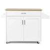 White Wood 50 in. W Kitchen Island with 3-Drawers, 2-Slide-Out Shelves Internal Storage Rack