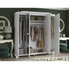 Palace Imports Solid Wood Kyle 4-Door Wardrobe with Mirrored Doors in White