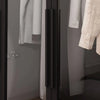FUFU&GAGA 47.2 inch Wide Armoire LED Light All Glass Door Closet Cabinet Wardrobe Black
