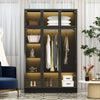 Lighted Modern Glass Door Wardrobe Armoire with Ample Storage - 47.2