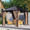 Aoxun 10 ft. x 10 ft. Hardtop Gazebo, Outdoor Aluminum Frame Permanent Pavilion with Curtains and Netting, Brown, Size: 10 x 10