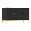 Clihome 3 Door Glossy Media Storage Sideboard Accent Cabinet - Black