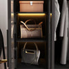 FUFU&GAGA 47.2 inch Wide Armoire LED Light All Glass Door Closet Cabinet Wardrobe Black