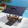 Purple Leaf 9 x 12ft Rectangle Wood Pattern Patio Cantilever Umbrella - Navy Blue