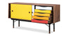 Kardiel 1955 Color Theory Mid-Century Modern Sideboard Credenza, Walnut/Yellow Gradient Drawers