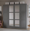 Palace Imports Cosmo Gray 4 Mirrored Door Wardrobe With 2 Shelves