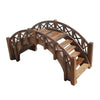 SamsGazebos Fairy Tale Wood Garden Stair Bridge with Cross Halved Lattice Railings, 33-inch, Brown, Treated