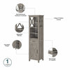 Bush Furniture Key West 64W Double Vanity Set with Sinks, Medicine Cabinets and Linen Tower in Driftwood Gray