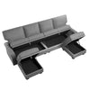 HONBAY 6-Piece Polyester Convertible Sectional with Storage Seat, Light Grey