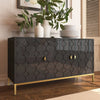 Clihome 3 Door Glossy Media Storage Sideboard Accent Cabinet - Black